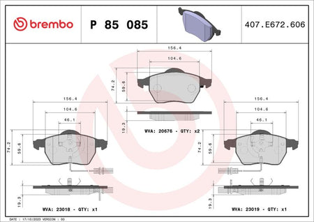 Brembo P85085 Brake Pad Set, disc brake - 1