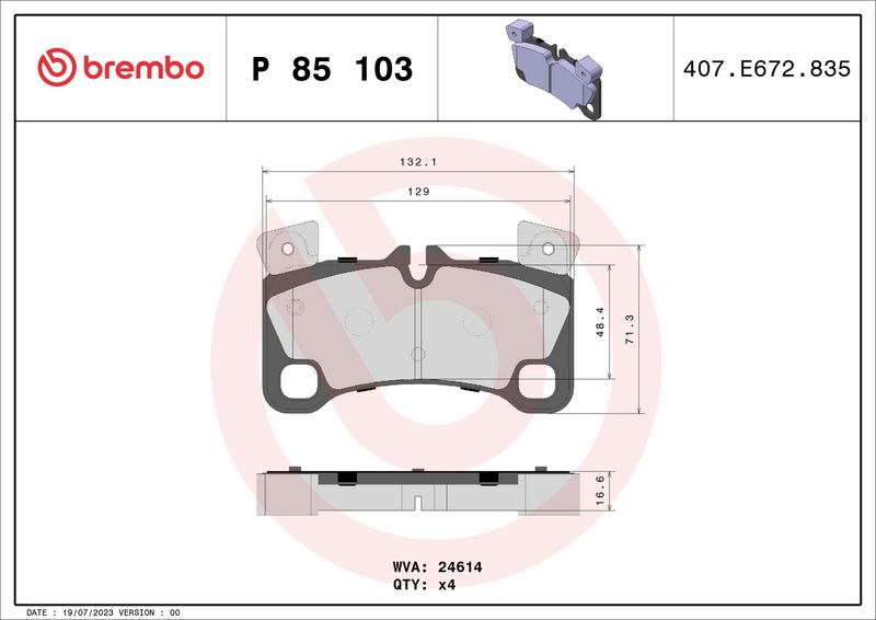 Brembo P85103 Brake Pad Set, disc brake - 1