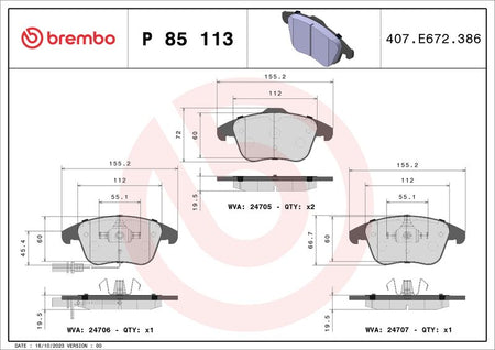 Brembo P85113 Brake Pad Set, disc brake - 1