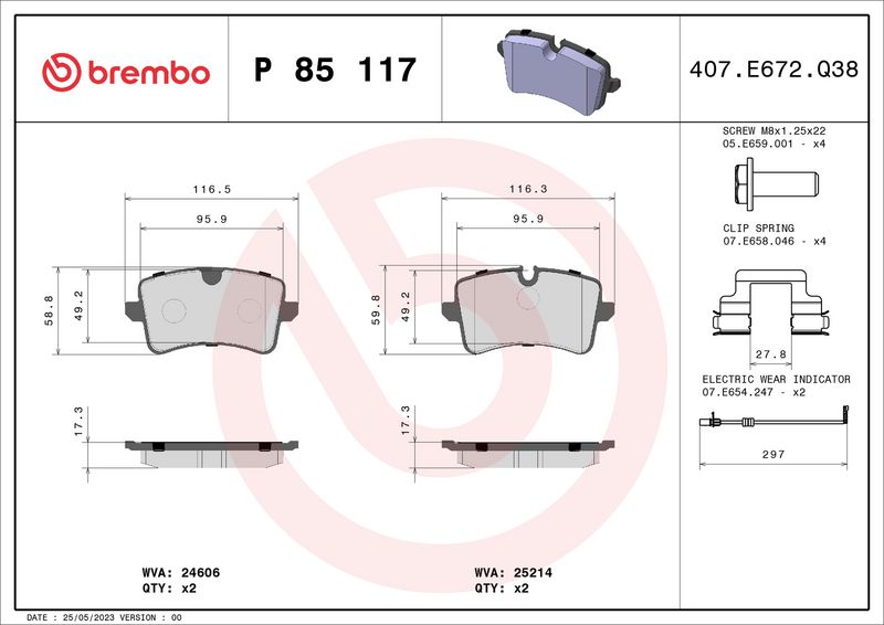Brembo P85117 Brake Pad Set, disc brake - 1