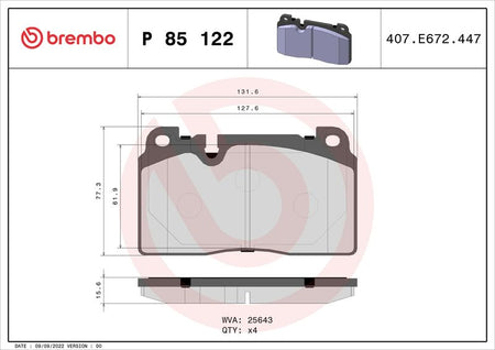 Brembo P85122 Brake Pad Set, disc brake - 1