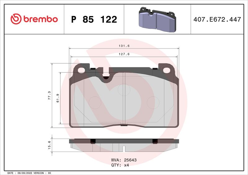 Brembo P85122 Brake Pad Set, disc brake - 1