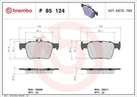 Brembo P85124X Brake Pad Set, disc brake - 1
