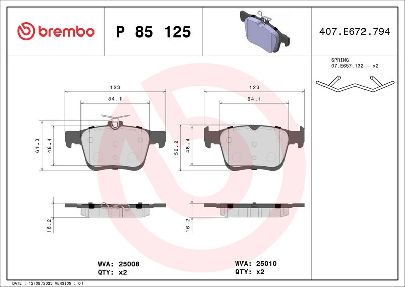 Brembo P85125 Brake Pad Set, disc brake - 4