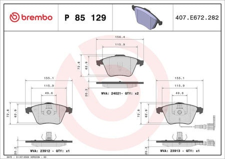 Brembo P85129 Brake Pad Set, disc brake - 1