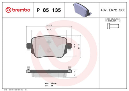 Brembo P85135 Brake Pad Set, disc brake - 1
