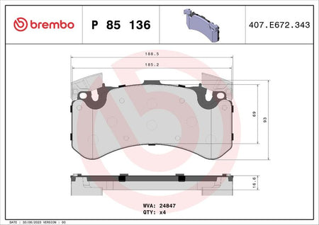 Brembo P85136 Brake Pad Set, disc brake - 1