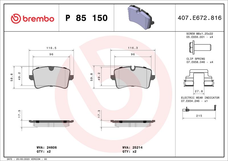 Brembo P85150 Brake Pad Set, disc brake - 1