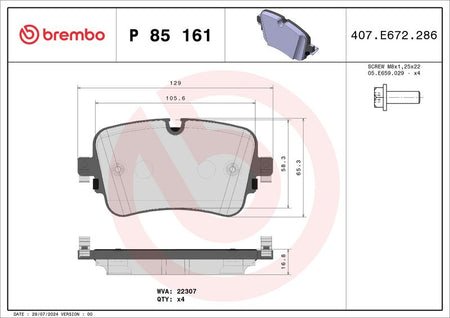 Brembo P85161 Brake Pad Set, disc brake - 1