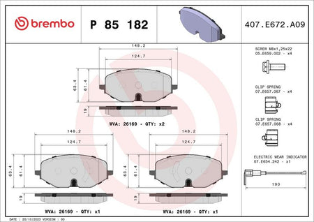 Brembo P85182 Brake Pad Set, disc brake - 1