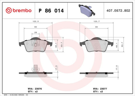 Brembo P86014 Brake Pad Set, disc brake - 1