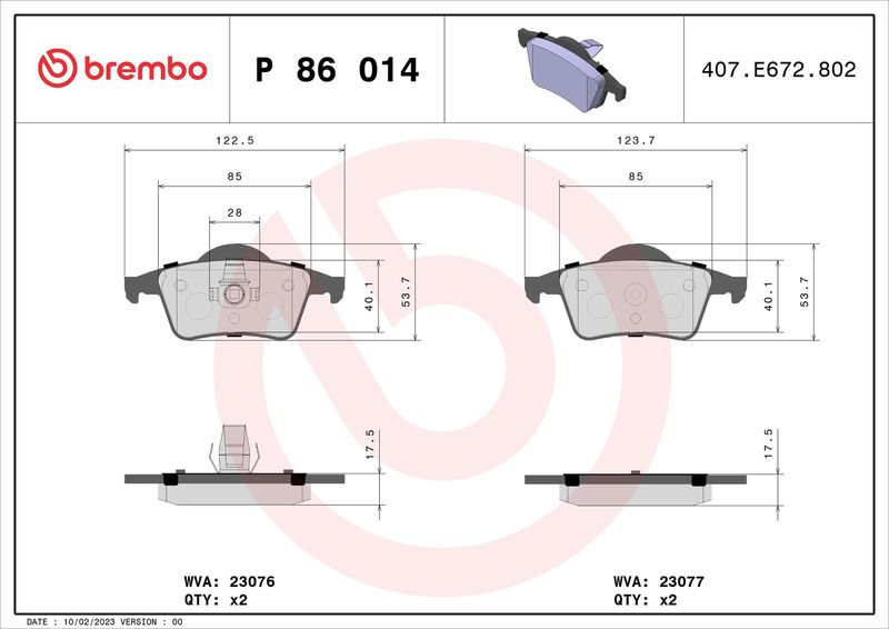 Brembo P86014 Brake Pad Set, disc brake - 1