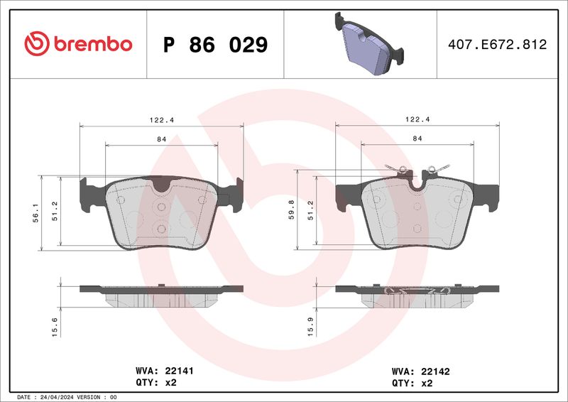 Brembo P86029 Brake Pad Set, disc brake - 1