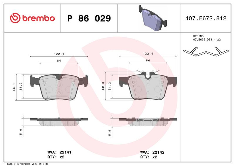 Brembo P86029 Brake Pad Set, disc brake - 2