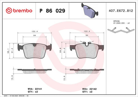 Brembo P86029 Brake Pad Set, disc brake - 2