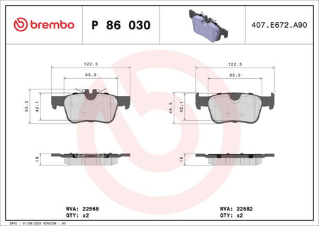 Brembo P86030 Brake Pad Set, disc brake - 1