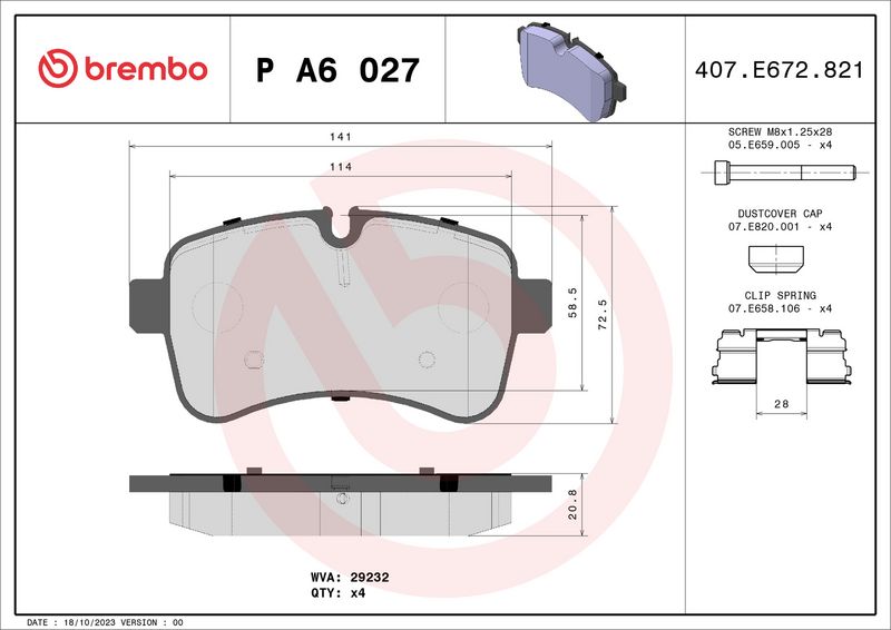 Brembo PA6027 Brake Pad Set, disc brake - 1