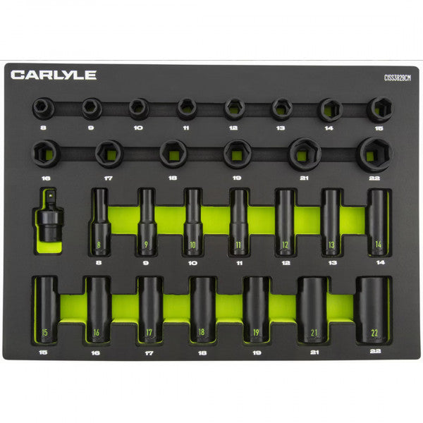 29pc 3/8 Drive 6 point impact socket set 8 to 22mm