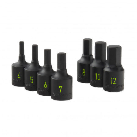 7pc 3/8 Drive Hex impact socket set 4mm to 12mm