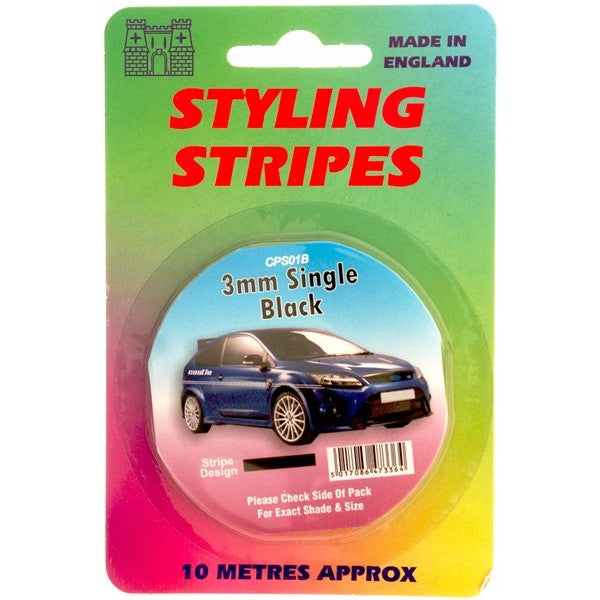 Single Stripe - Black - 3mm - 10m Length
