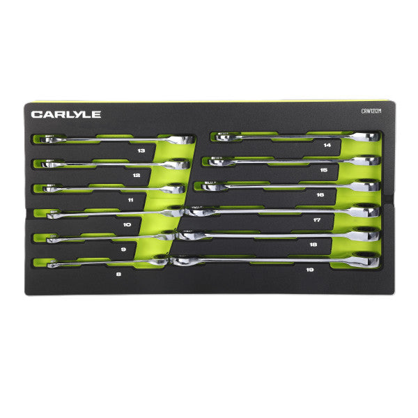 12 PC Metric 12 PT 180P Ratcheting Combination Wrench Set