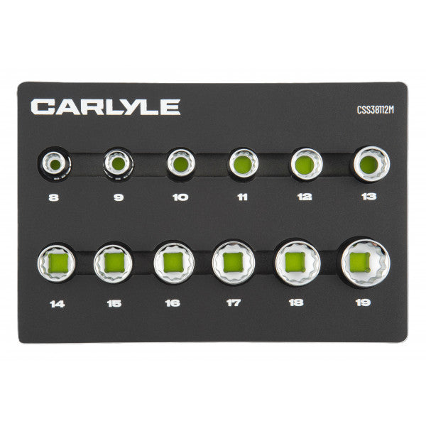 12pc 3/8 Drive 12 point socket set 8mm to 19mm