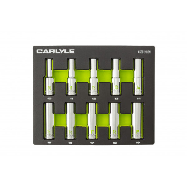 10 PC 1/2in Drive Metric Chrome Deep Socket Set