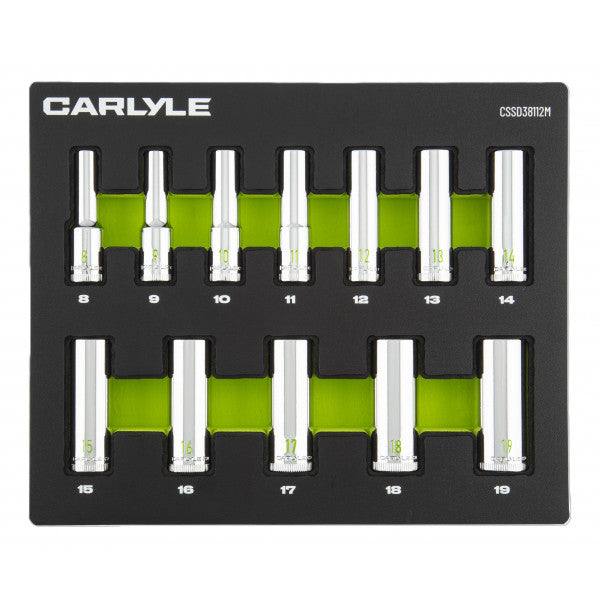 12pc 3/8 Drive 12 point deep socket set 8mm to 19mm