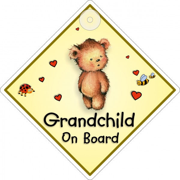 Suction Cup Diamond Sign - Grandchild On Board