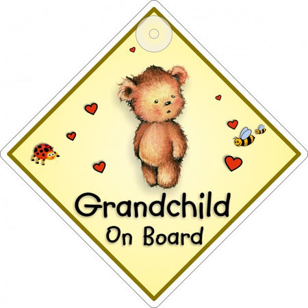 Suction Cup Diamond Sign - Grandchild On Board