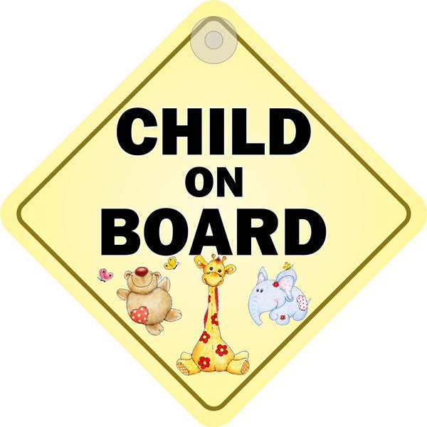 Suction Cup Diamond Sign - Child on board
