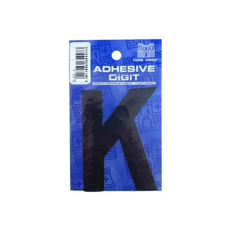 K - 3in. Adhesive Digit - Black - Pack Of 12
