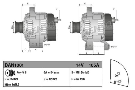 Denso DAN1001 Alternator - 3