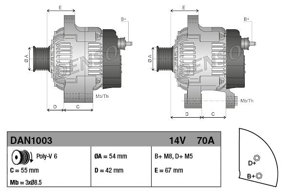 Denso DAN1003 Alternator - 3