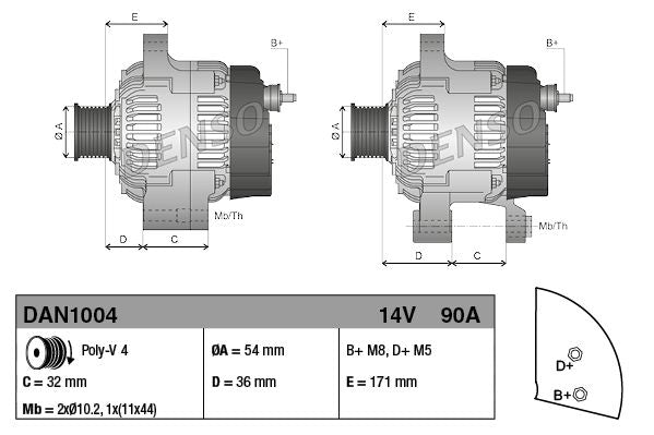 Denso DAN1004 Alternator - 3