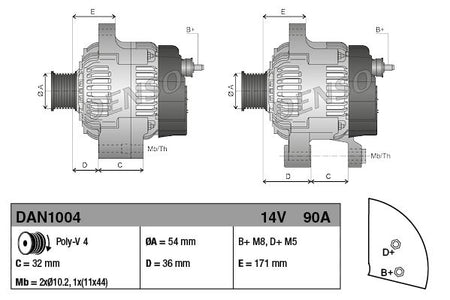 Denso DAN1004 Alternator - 3