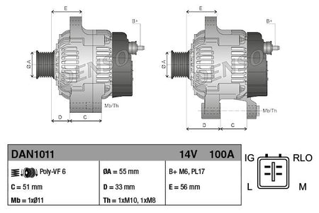 Denso DAN1011 Alternator - 4