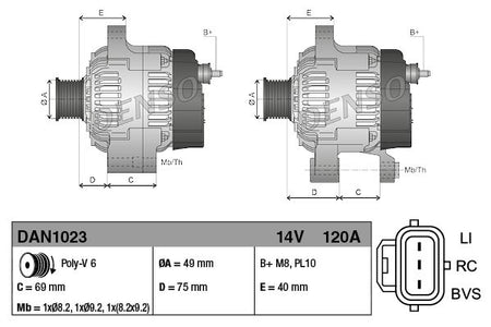 Denso DAN1023 Alternator - 4