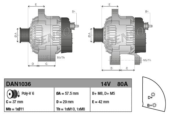 Denso DAN1036 Alternator - 3