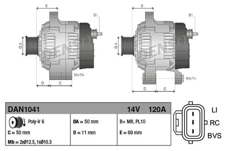 Denso DAN1041 Alternator - 4