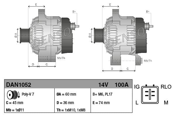 Denso DAN1052 Alternator - 3