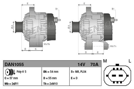 Denso DAN1055 Alternator - 3