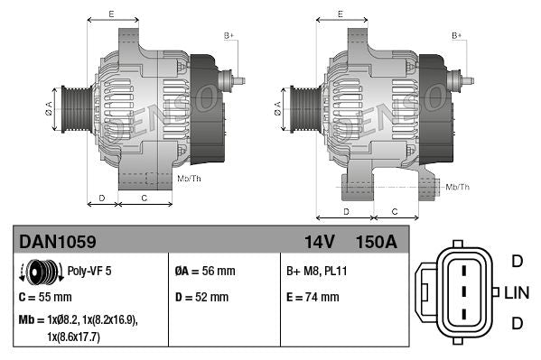 Denso DAN1059 Alternator - 3