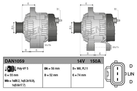 Denso DAN1059 Alternator - 3