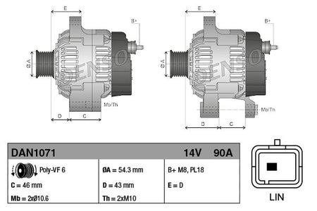 Denso DAN1071 Alternator - 4