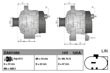 Denso DAN1086 Alternator - 3