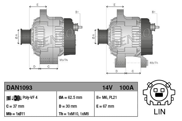 Denso DAN1093 Alternator - 3