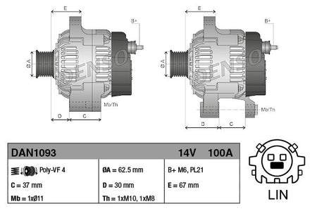 Denso DAN1093 Alternator - 3