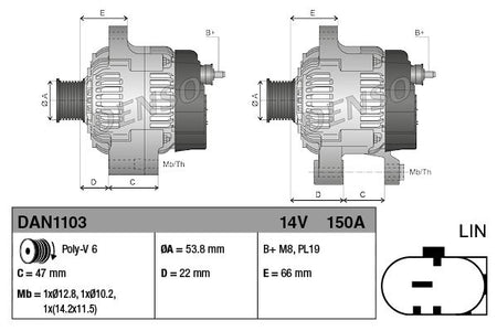 Denso DAN1103 Alternator - 3
