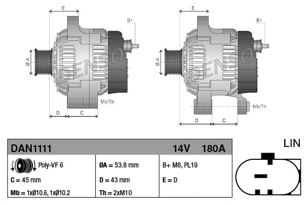 Denso DAN1111 Alternator - 4